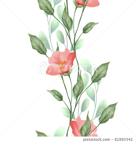 Delicate floral pattern. Seamless border in watercolor style Delicate floral pattern. Seamless border in watercolor style 82893342