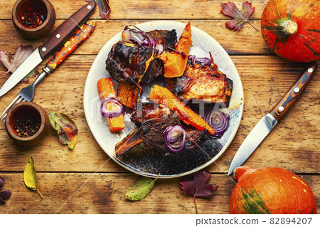 Tasty beef ribs BBQ 82894207