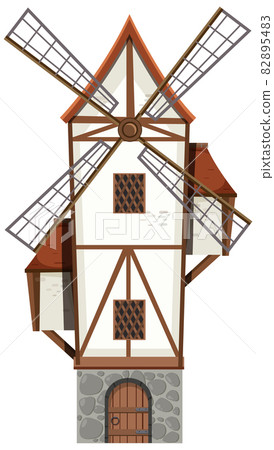 Windmill isolated on white background - Stock Illustration [82895483 ...
