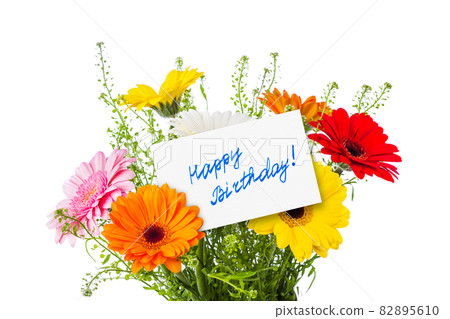 Flowers bouquet and greeting card 82895610