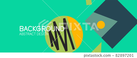 Abstract background. Blocks, lines, triangles, circles composition. Techno or business concept for wallpaper, banner, background, landing page 82897201