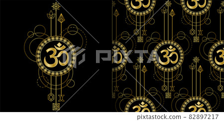 Om Gold geometric print and seamless pattern set Om Gold geometric print and seamless pattern set 82897217