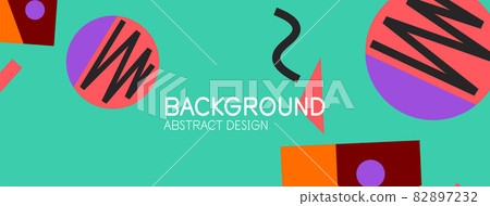 Abstract background. Blocks, lines, triangles, circles composition. Techno or business concept for wallpaper, banner, background, landing page Abstract background. Blocks, lines, triangles, circles composition. Techno or business concept for wallpaper, banner, background, landing page 82897232