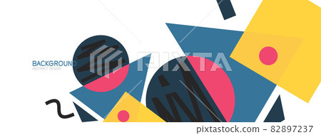 Abstract background. Blocks, lines, triangles, circles composition. Techno or business concept for wallpaper, banner, background, landing page 82897237