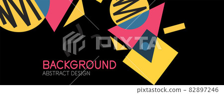 Abstract background. Blocks, lines, triangles, circles composition. Techno or business concept for wallpaper, banner, background, landing page Abstract background. Blocks, lines, triangles, circles composition. Techno or business concept for wallpaper, banner, background, landing page 82897246