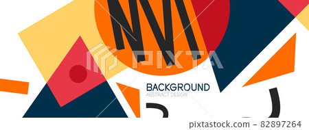 Abstract background. Blocks, lines, triangles, circles composition. Techno or business concept for wallpaper, banner, background, landing page 82897264