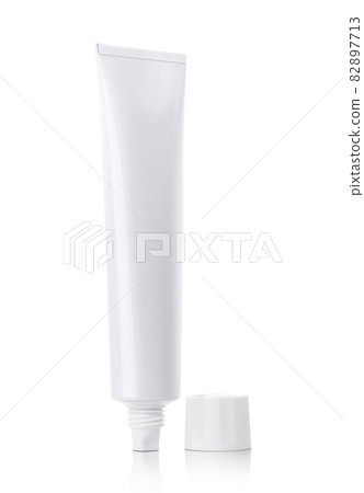 white tube for toothpaste or cosmetic product design mock-up isolated on white background white tube for toothpaste or cosmetic product design mock-up isolated on white background 82897713