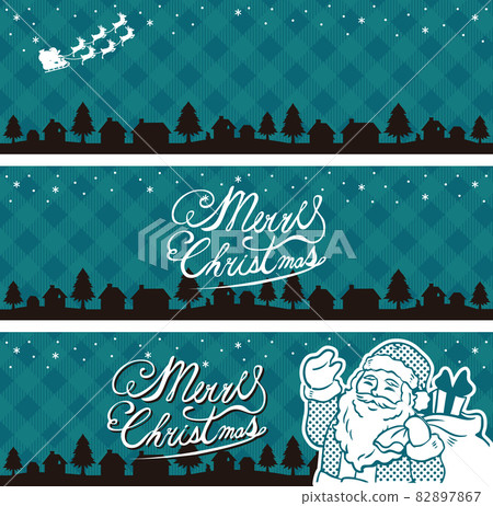 橫幅聖誕聖誕老人城市景觀複製空間框架背景可愛插圖集 82897867