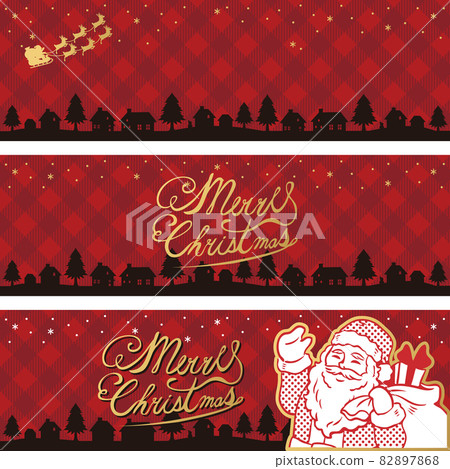 橫幅聖誕聖誕老人城市景觀複製空間框架背景可愛插圖集 82897868