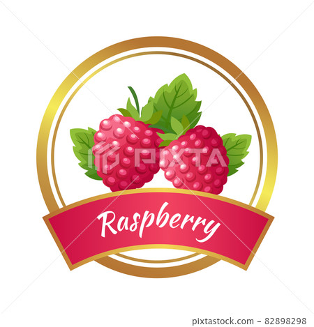 Raspberry marmalade jam sticker. Home canning, sweet jam from red berries vector label template Raspberry marmalade jam sticker. Home canning, sweet jam from red berries vector label template 82898298