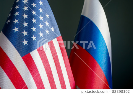 Flags of the United States of America USA and Russia. 82898302