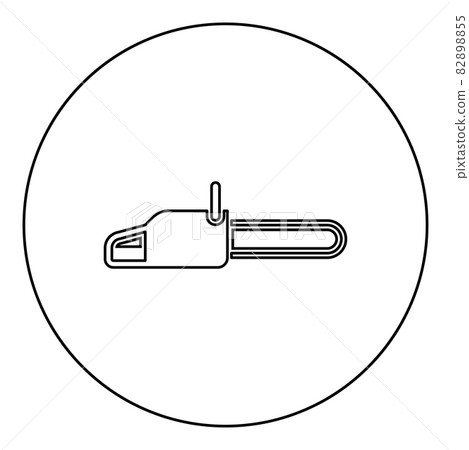Chainsaw Petrol chain saw Lumberjack tool icon in circle round black color vector illustration solid outline style image Chainsaw Petrol chain saw Lumberjack tool icon in circle round black color vector illustration solid outline style image 82898855