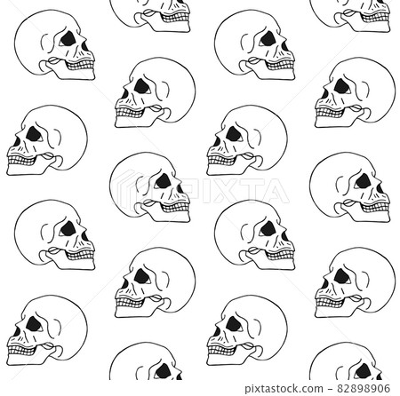 Vector seamless pattern of hand drawn skull - Stock Illustration ...