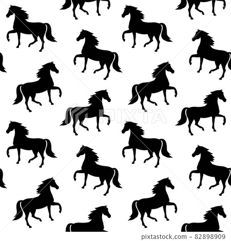 Vector seamless pattern of flat horse silhouette 82898909