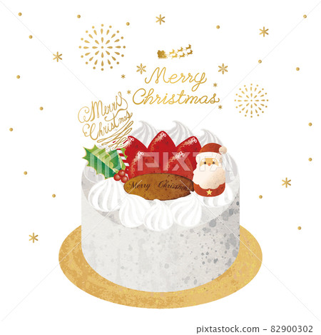 聖誕蛋糕聖誕聖誕老人水彩背景框架複製空間插圖紅色 82900302