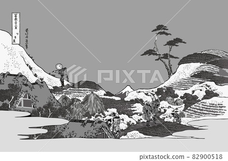 Katsushika Hokusai image Shimomeguro Black and white with title Katsushika Hokusai image Shimomeguro Black and white with title 82900518
