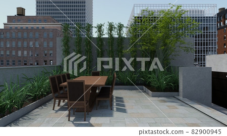 The rooftop garden of the high-rise building 3d illustration 82900945