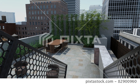 The rooftop garden of the high-rise building 3d illustration 82900960