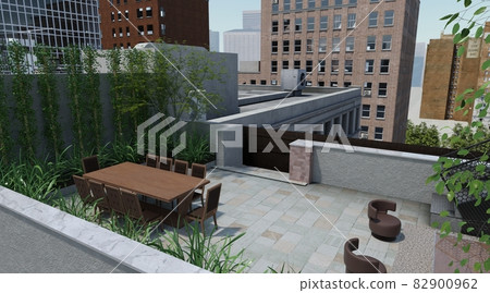 The rooftop garden of the high-rise building 3d illustration The rooftop garden of the high-rise building 3d illustration 82900962