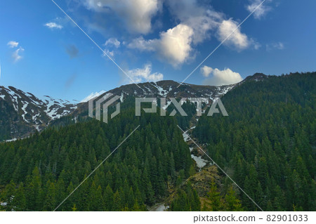 Beautiful view of the mountains on a sunny day. 82901033