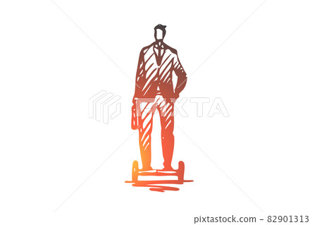 Segway, businessman, electric, transport, wheel concept. Hand drawn isolated vector. 82901313