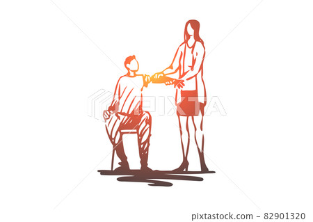 Man, arm, prosthesis, bionic, technology concept. Hand drawn isolated vector. Man, arm, prosthesis, bionic, technology concept. Hand drawn isolated vector. 82901320