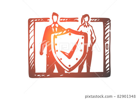 Laptop, protection, safety, data, secure concept. Hand drawn isolated vector. 82901348