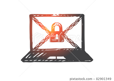 Computer, protection, access, data, lock concept. Hand drawn isolated vector. Computer, protection, access, data, lock concept. Hand drawn isolated vector. 82901349
