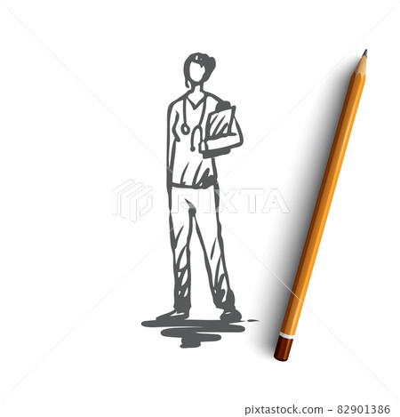 Medical, worker, female, medicine, doctor concept. Hand drawn isolated vector. Medical, worker, female, medicine, doctor concept. Hand drawn isolated vector. 82901386
