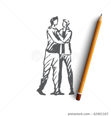 LGBT, gay, couple, romantic, together concept. Hand drawn isolated vector. LGBT, gay, couple, romantic, together concept. Hand drawn isolated vector. 82901387