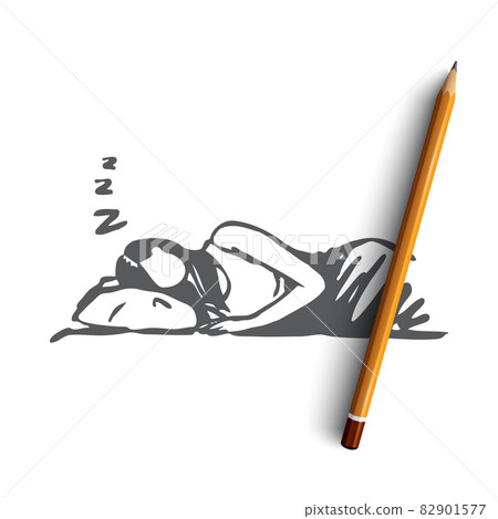 Woman, sleep, bad, healthy, rest concept. Hand drawn isolated vector. Woman, sleep, bad, healthy, rest concept. Hand drawn isolated vector. 82901577