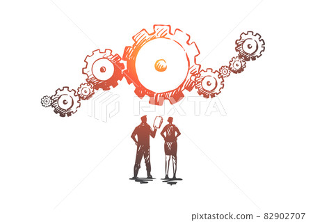 Data, gear, analytics, business, technology concept. Hand drawn isolated vector. 82902707