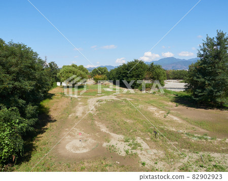 A distant view of the mallet golf course that was hit by floods 82902923