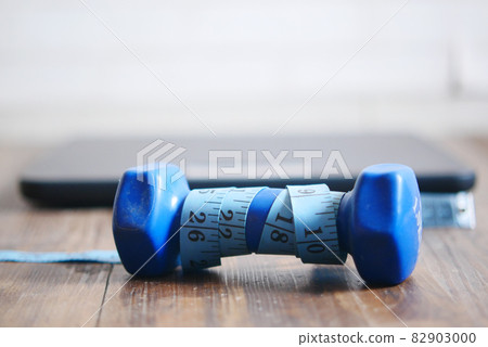 Fitness discount concept dumbbell