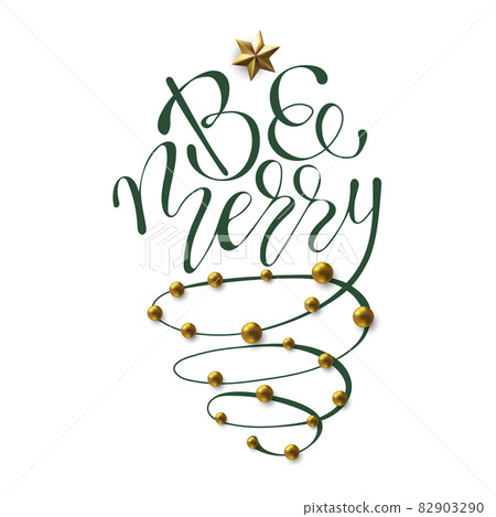 Be Merry hand Lettering winter holiday design,... - Stock Illustration ...