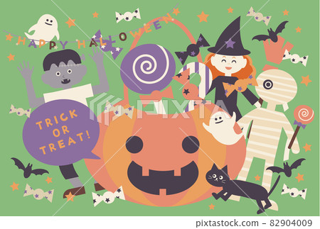 Halloween postcard template illustration 82904009