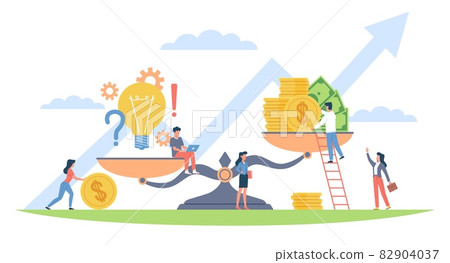 Scales concept. Money and idea aspiration to... - Stock Illustration  [82904037] - PIXTA