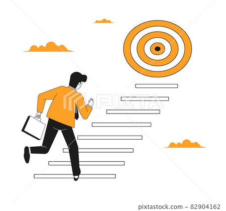 Career goal. Professional ladder, moving to achieve target. Business growth path, worker progress. Businessman climb stair recent vector scene 82904162