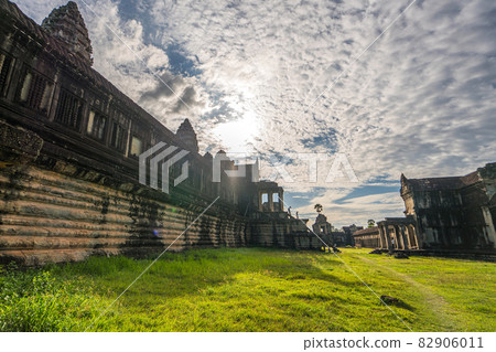 Angkor Wat Temple seen across the lake in Siem reap at Cambodia 82906011
