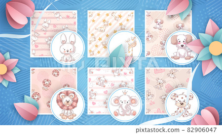 Set cute animals - seamless pattern Set cute animals - seamless pattern 82906047