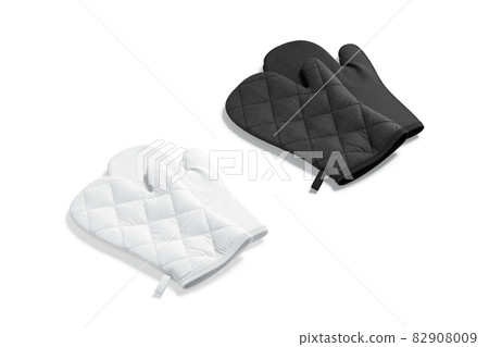 Blank black and white oven mitt mockup pair, side view Blank black and white oven mitt mockup pair, side view 82908009