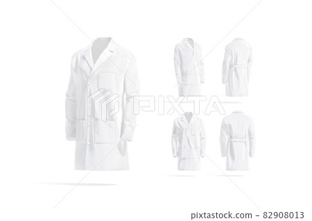 Blank white medical lab coat mockup, different views Blank white medical lab coat mockup, different views 82908013
