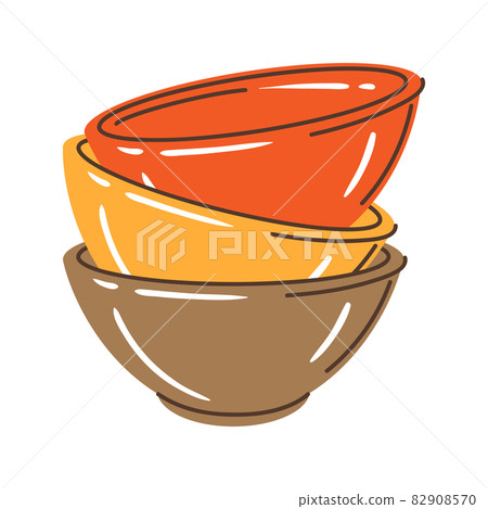 Illustration of bowls stack. Stylized kitchen and restaurant utensil. Illustration of bowls stack. Stylized kitchen and restaurant utensil. 82908570