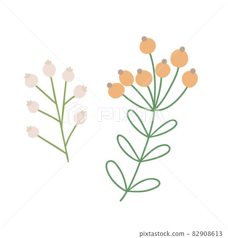 Christmas plant decorative branch with green leaves, berries for home decor, festive holiday arrangement, vector illustration for seasonal greeting card, invitation, banner Christmas plant decorative branch with green leaves, berries for home decor, festive holiday arrangement, vector illustration for seasonal greeting card, invitation, banner 82908613