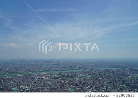 View from Tokyo Sky Tree where the distance on a hot day is hazy View from Tokyo Sky Tree where the distance on a hot day is hazy 82908638