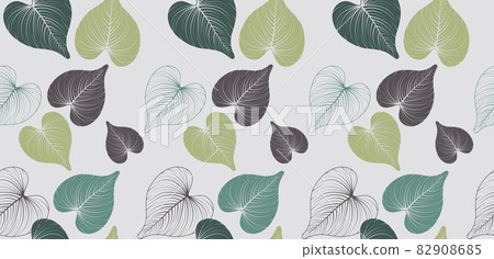 Abstract seamless leaves pattern background. Hand drawn botanical texture creative design. Vintage style leaf pattern. Suit for wallpaper, wrapping paper, printing, fabric, textiles, curtain 82908685