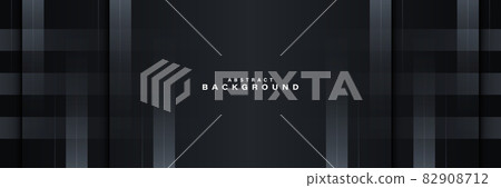 Abstract black and gray geometric shapes background vector. Modern simple checkered pattern creative design. Square shape elements with line and shadow decoration. Vector illustration 82908712