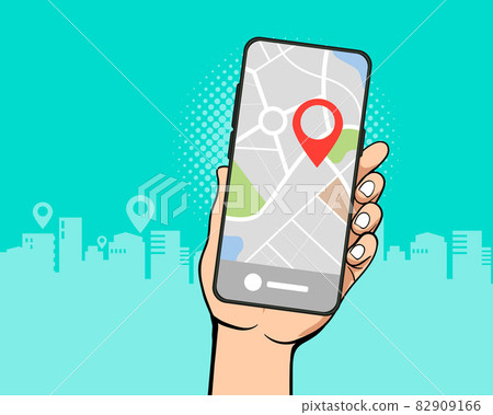hand holds smartphone map gps navigation 82909166