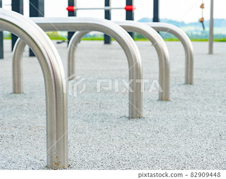 Modern playground equipment with safety details. Children's playground Modern playground equipment with safety details. Children's playground 82909448