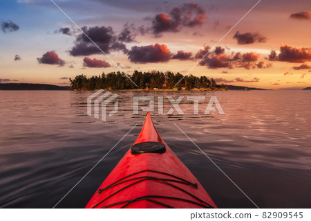 Sea Kayak paddling in the Pacific Ocean. 82909545